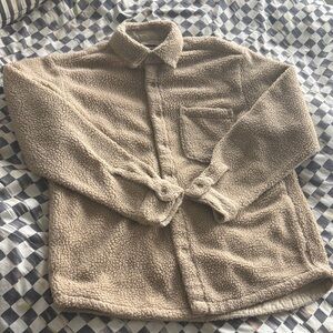 Pull&Bear Beige Sherpa Shirt Jacket